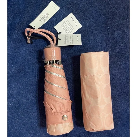 Coach Uv Powder Pink Signature Mini Umbrella NWT - Picture 3 of 6